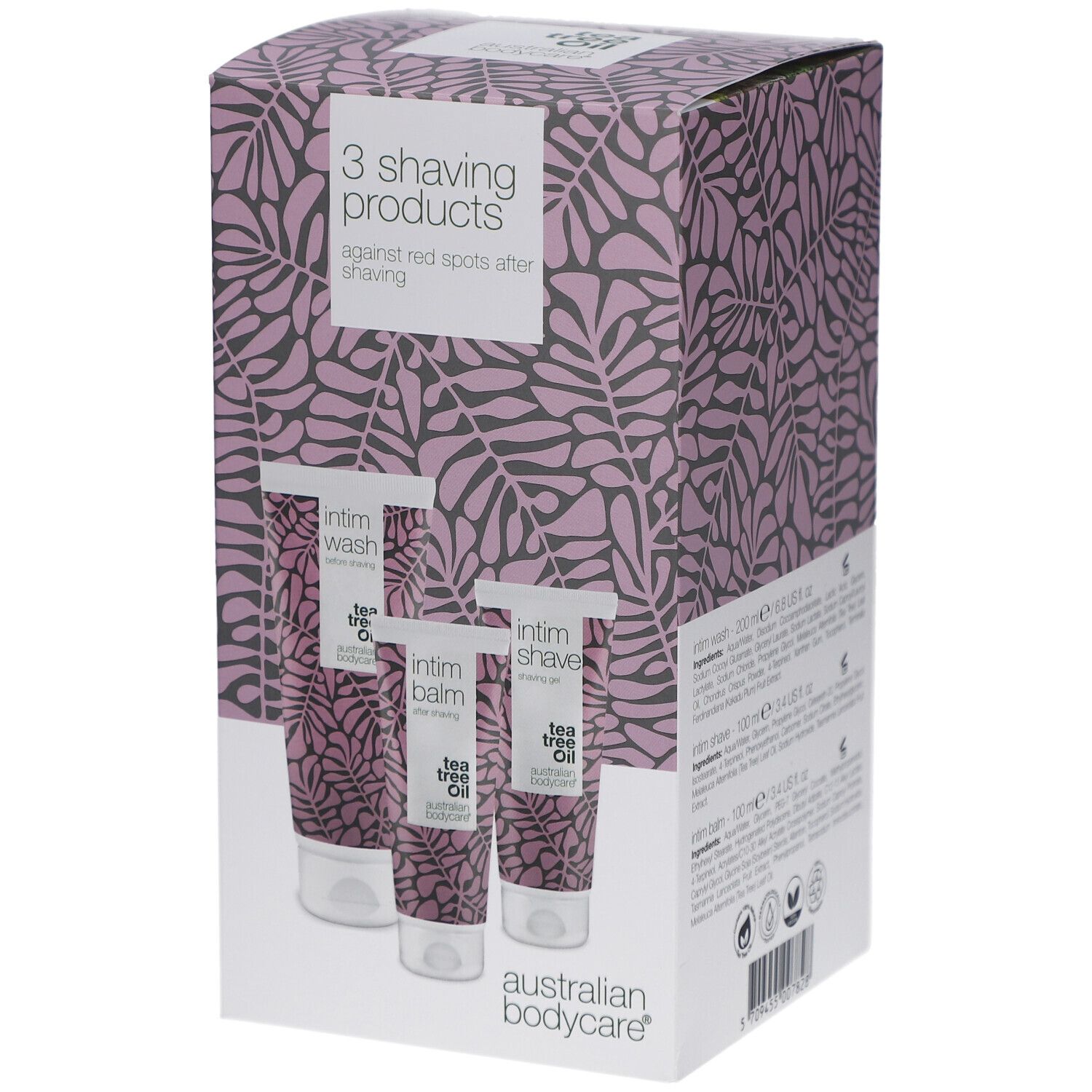 Ensemble de trois produits de rasage Australian Bodycare contre les rougeurs post-rasage.
