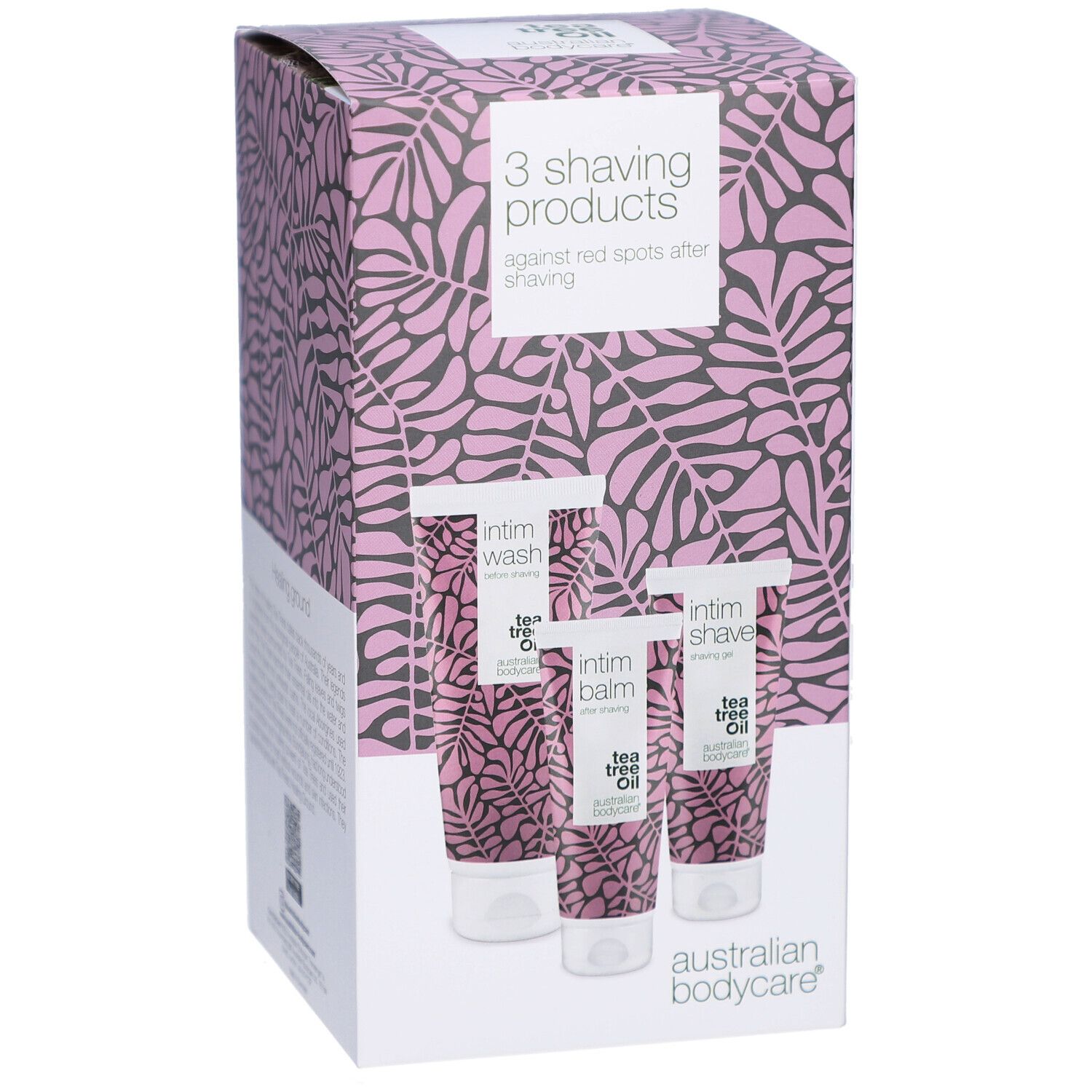 Coffret de trois produits d'hygiène intime : Intim Wash, Intim Balm, Intim Shave. Marque : Australian Bodycare.