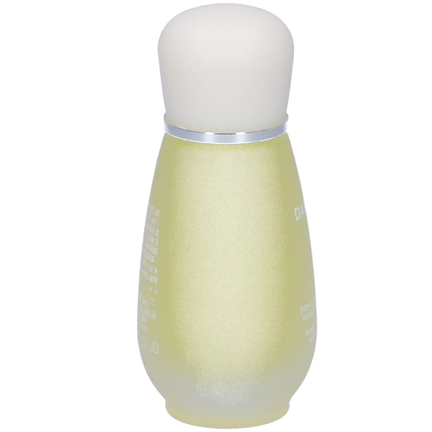 Flacon jaune avec bouchon blanc. Inscription: Darphin.