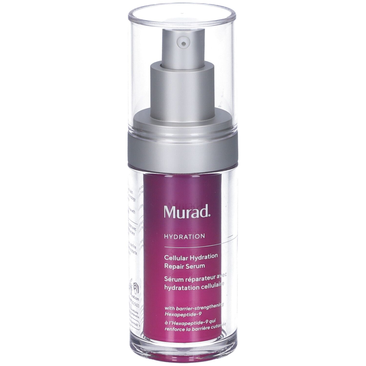 Flacon de sérum Murad. Inscription: Hydration, Cellular Hydration Repair Serum. Avec pompe doseuse.
