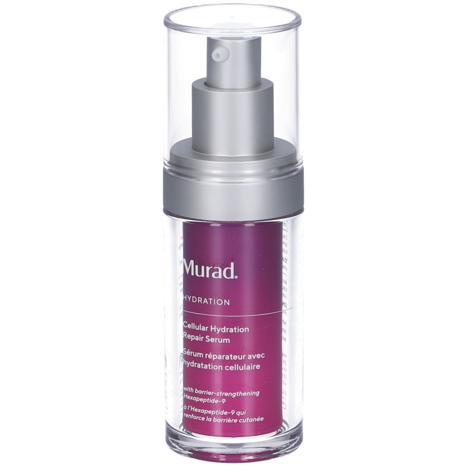 Flacon de sérum Murad. Inscription: Hydration, Cellular Hydration Repair Serum. Avec pompe doseuse.