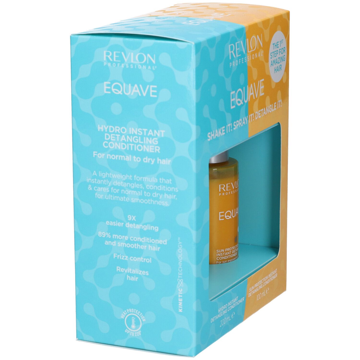 Set Revlon Equave Hydro Instant Detangling Conditioner avec flacon et emballage cartonné.