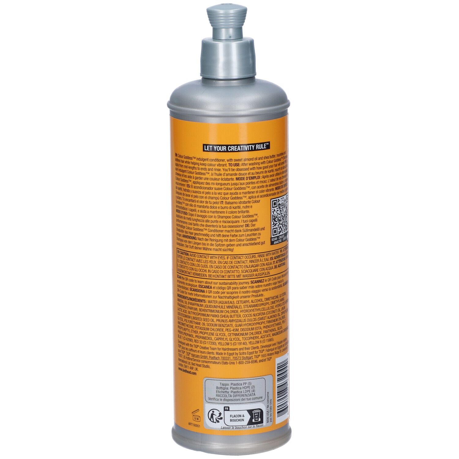 Shampoing hydratant Bed Head TIGI Curls Rock, flacon de 400ml avec pompe.