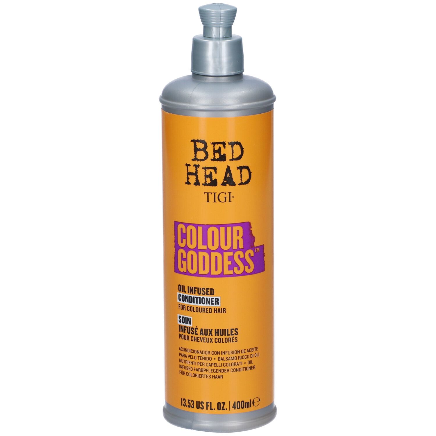 Après-shampoing Bed Head Colour Goddess dans une bouteille orange, 400 ml.