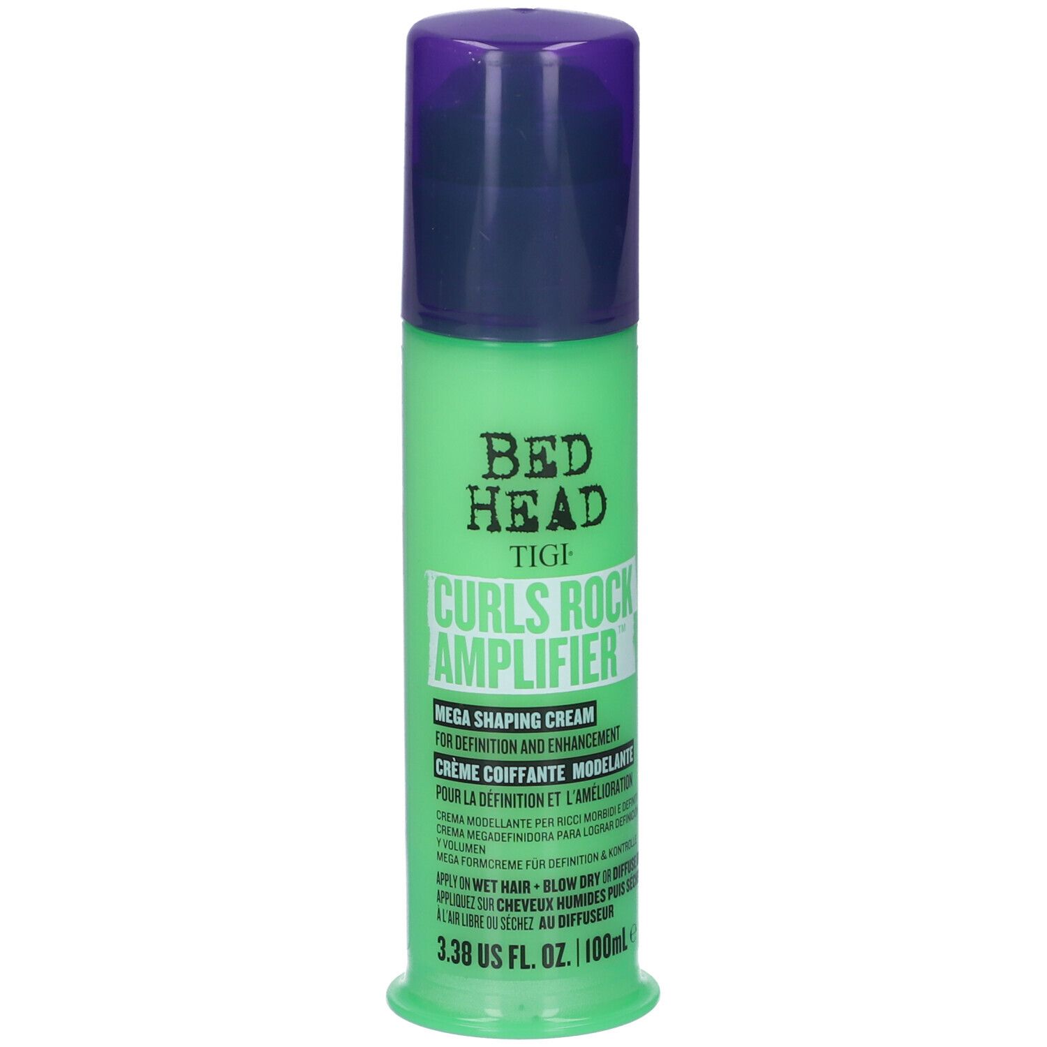Crème Bed Head Tigi Curls Rock Amplifier dans une bouteille vert clair, 100 ml.