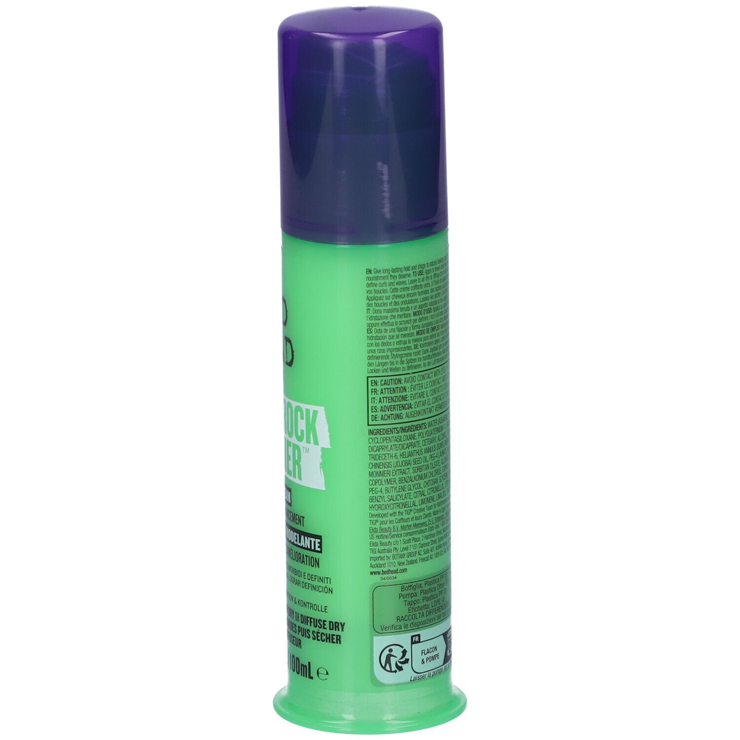 Boîte verte de laque, bouchon violet.