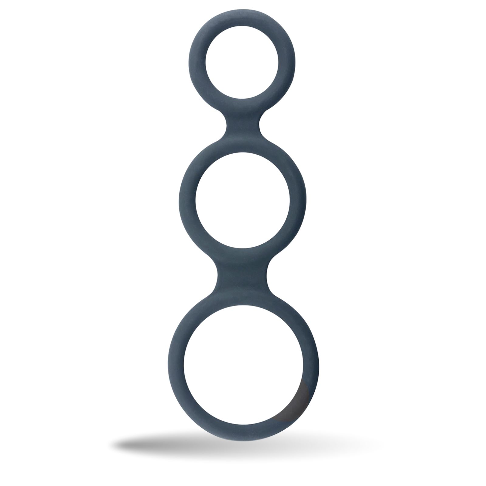 Anneau pénien bleu à trois anneaux. Sur fond blanc.