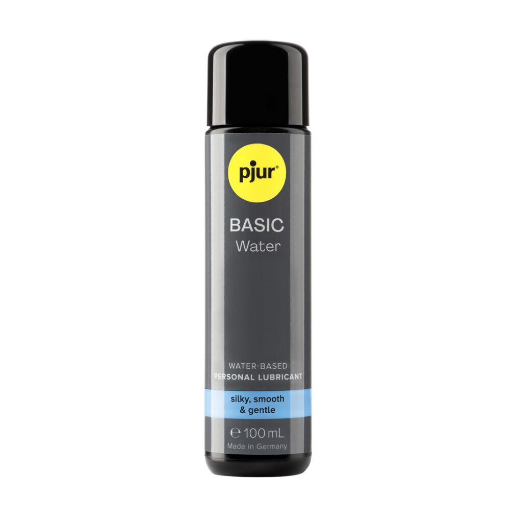 Zwarte fles met geel etiket, pjur MAN Extreglide glijmiddel, 100ml.