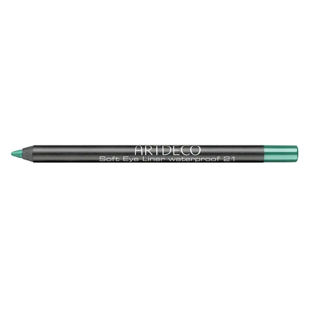 Crayon Artdeco Soft Eye Liner Waterproof 21, vert. Corps noir, pointe verte. Marque et nom visibles.