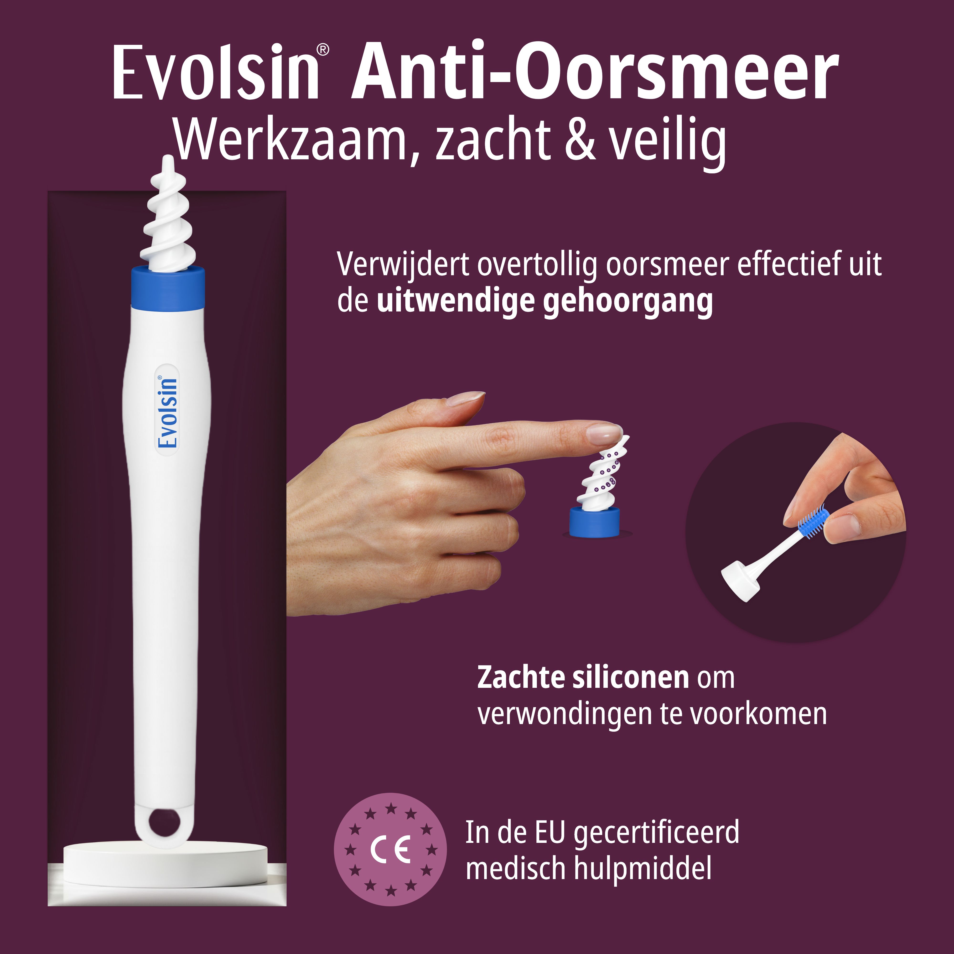 EVOLSIN® Anti-Oorsmeer: effectief, zacht & veilig, verwijdert overtollig oorsmeer.