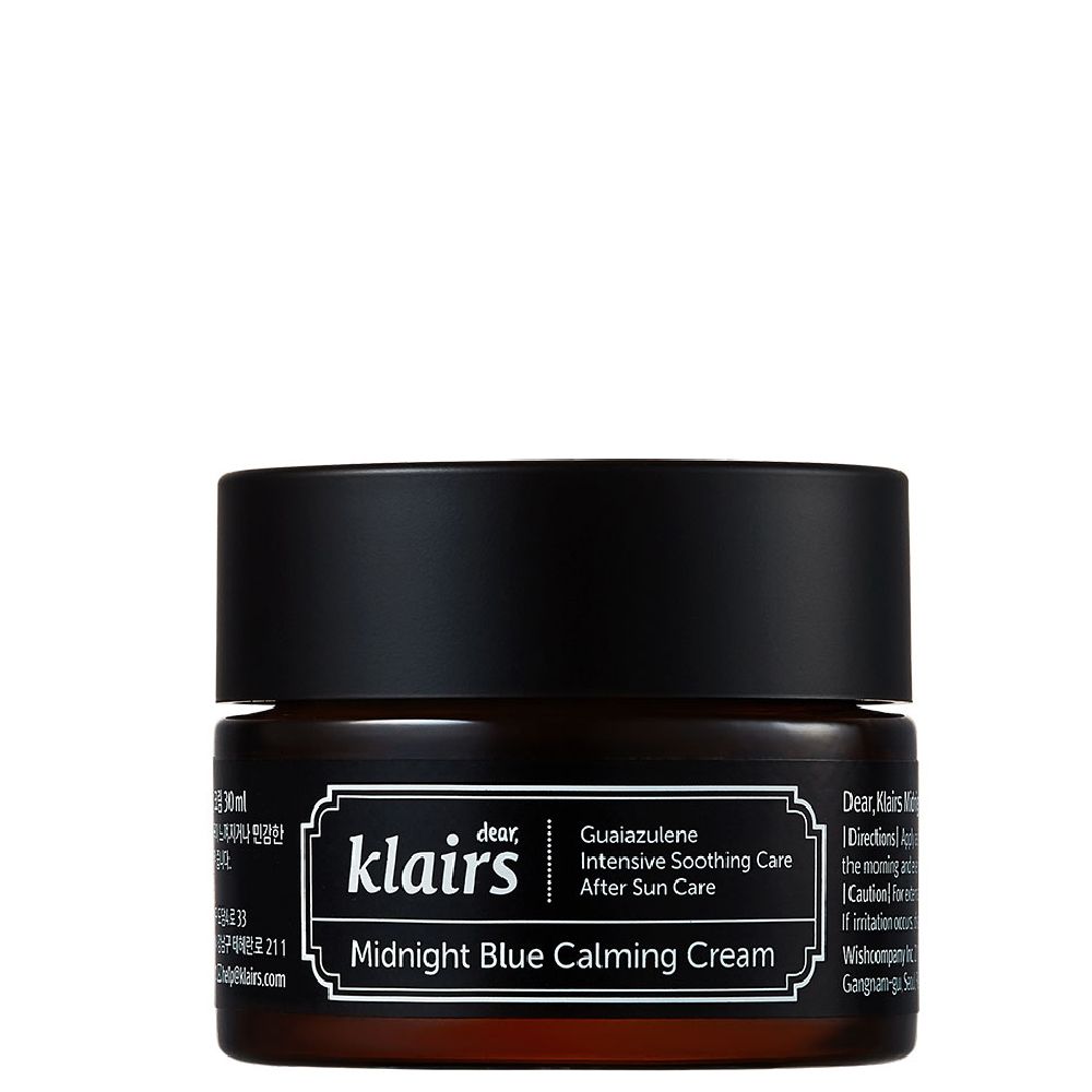 Pot de crème apaisante Klairs Midnight Blue avec couvercle noir.
