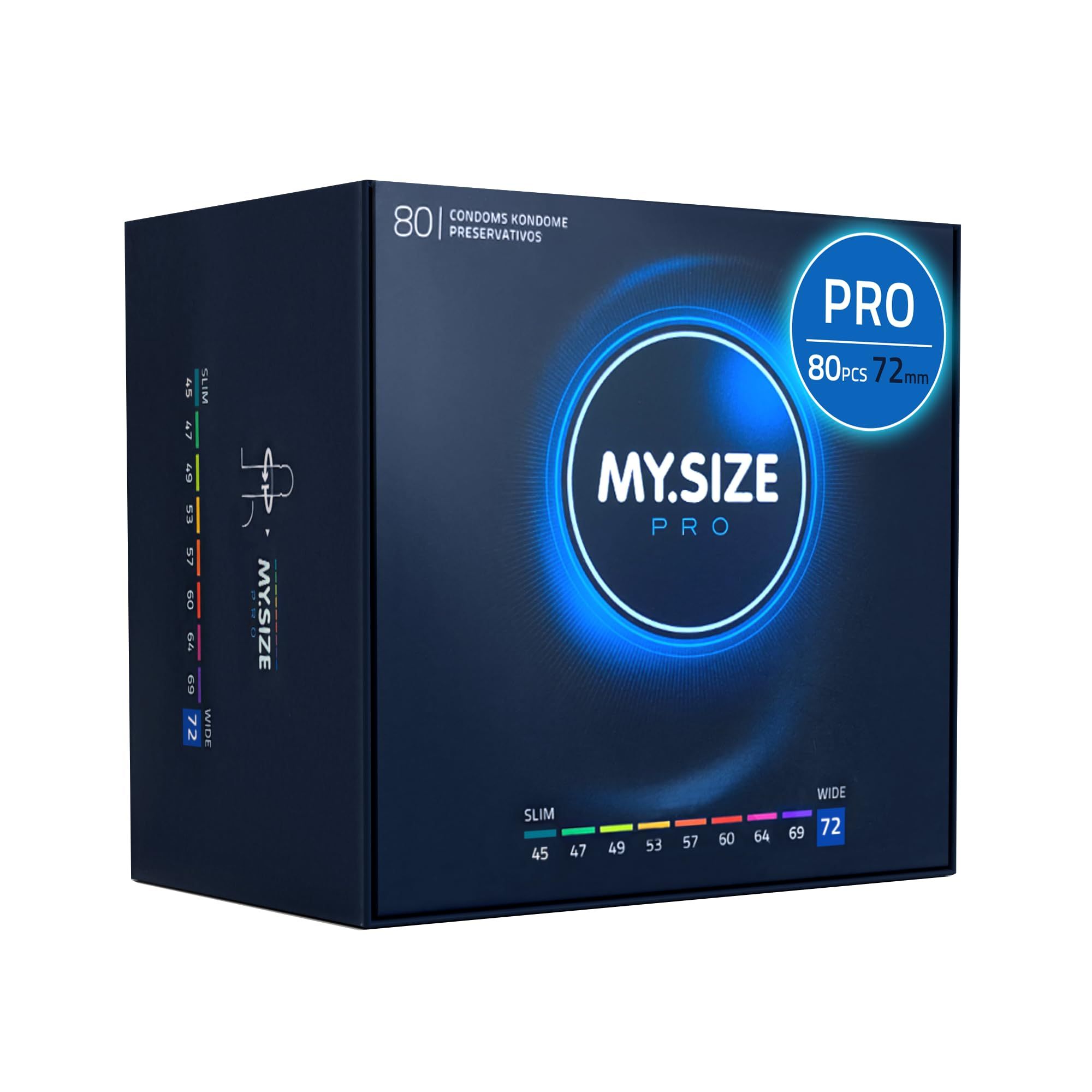 MY.SIZE PRO ELITE Préservatifs Taille 72mm. 80 pièces, largeur 72mm.