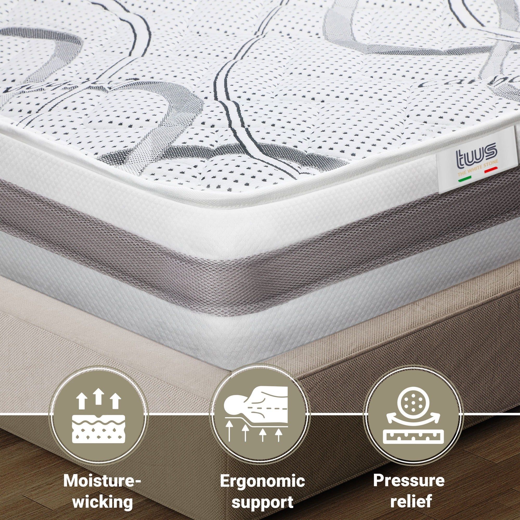 The White Stone Orthopedisch Matras 140x200 cm Medium Stevigheid | Hoogte 20 cm