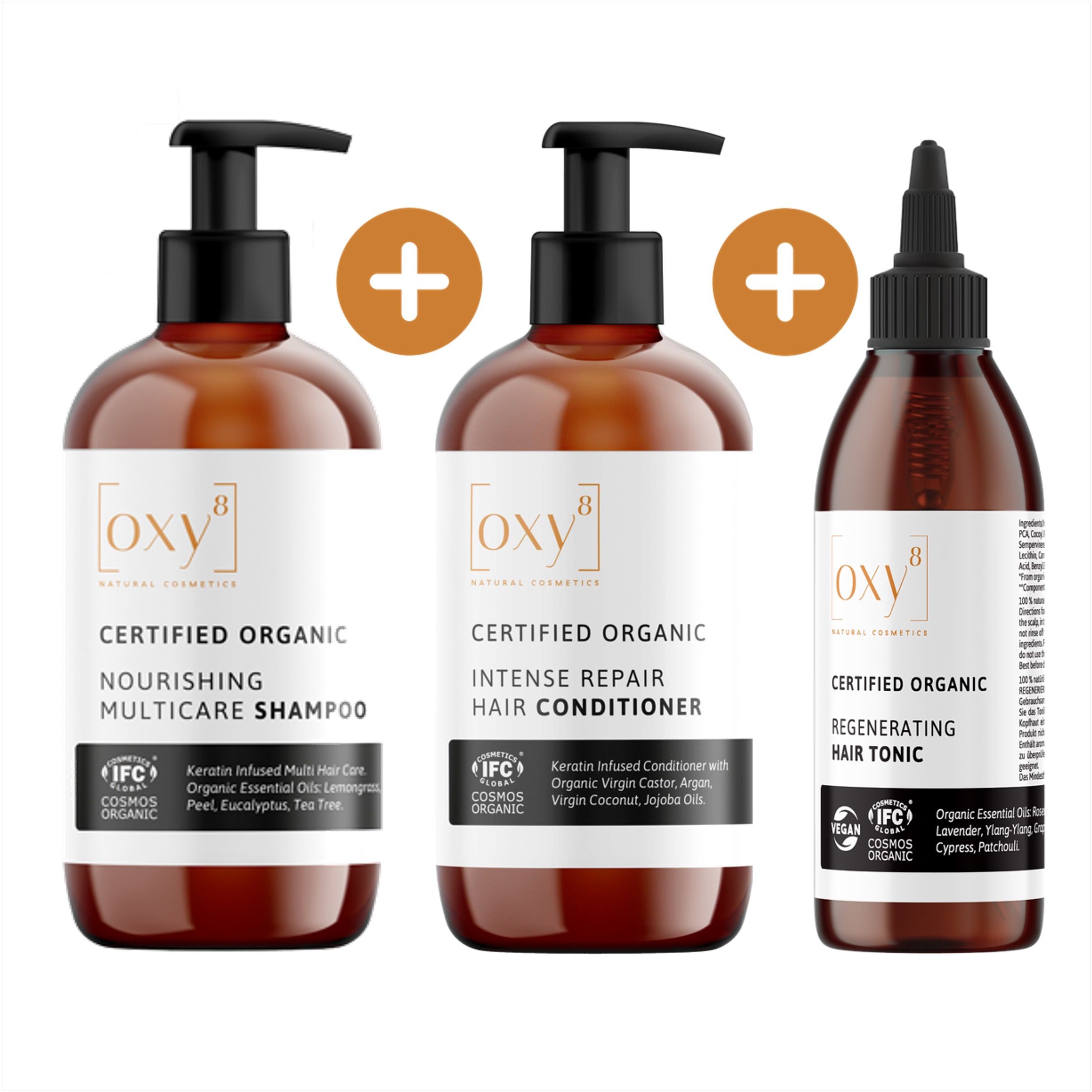 oxy8 Natural Cosmetics HairSet - MULTICARE SHAMPOO & REPAIR HAIR CONDITIONER & HAIR TONIC