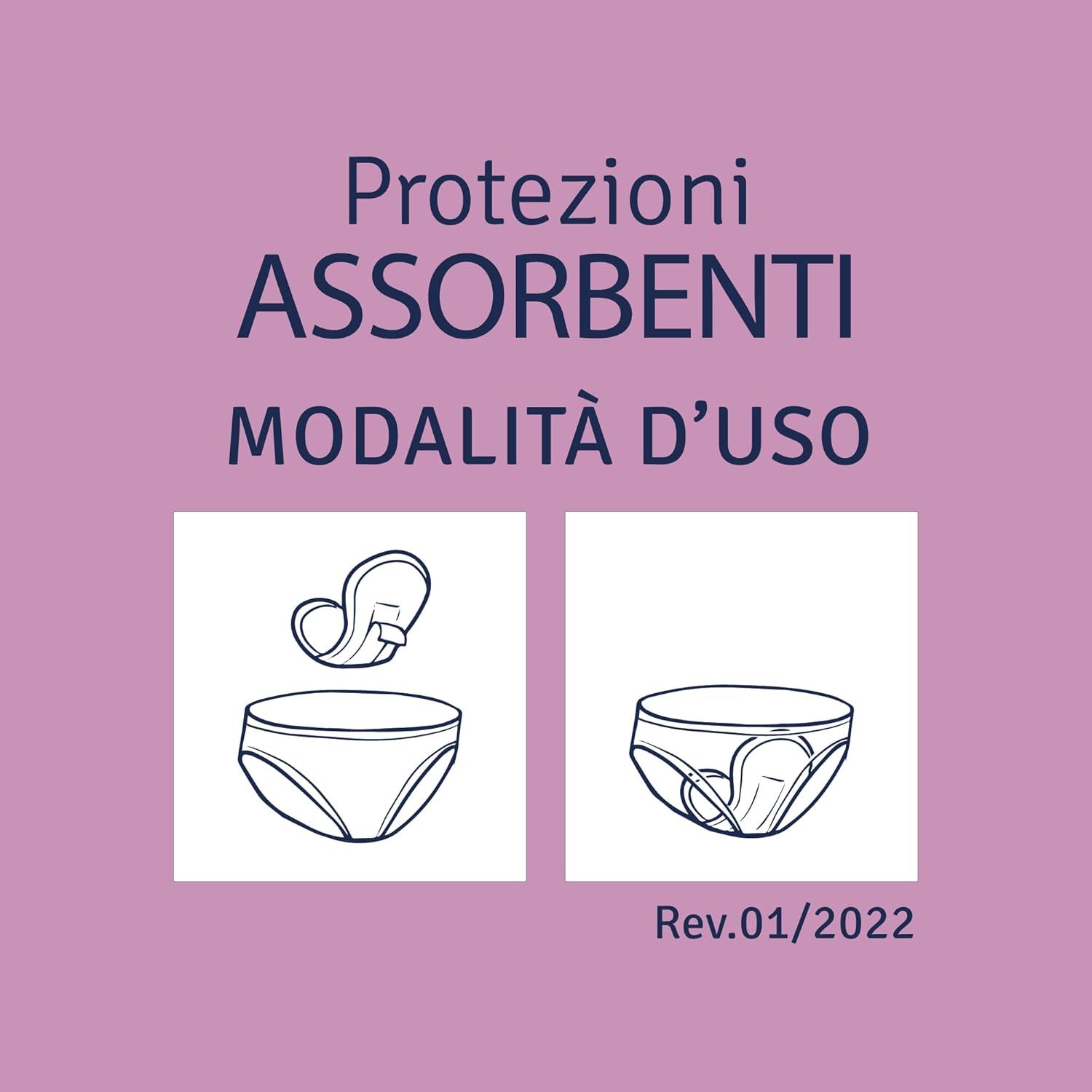 Instructies voor het gebruik van incontinentieverband. Illustraties tonen de toepassing.