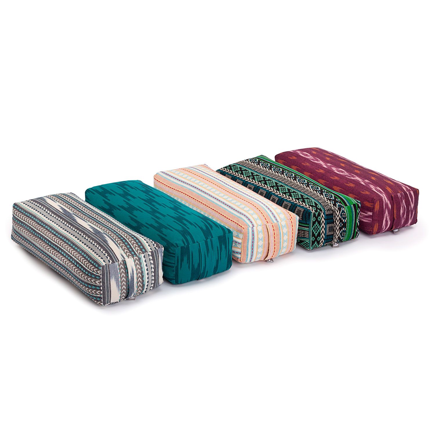 bodhi ETHNO Collectie: Salamba (rechthoekig) yoga bolster, zwart-wit-blauw