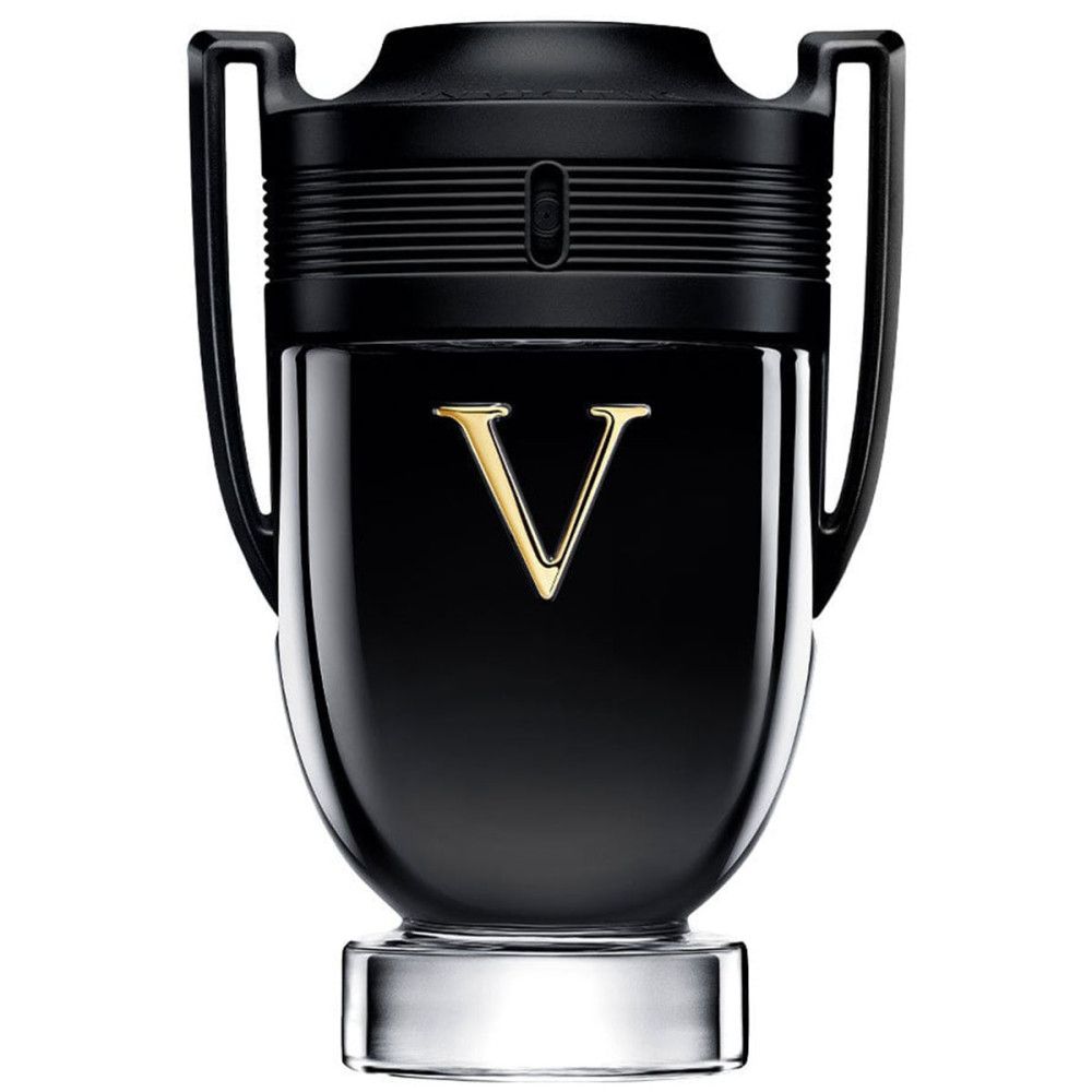 Zwarte flacon met gouden "V".