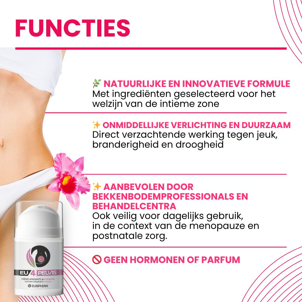 Intieme CBD crème - Vaginale crème tegen droogheid, vulvodynie en jeuk | EU4PELVIS - Eusphera