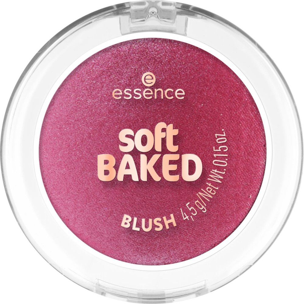 Ronde blushpoeder in een transparante verpakking. Tekst "soft BAKED BLUSH".