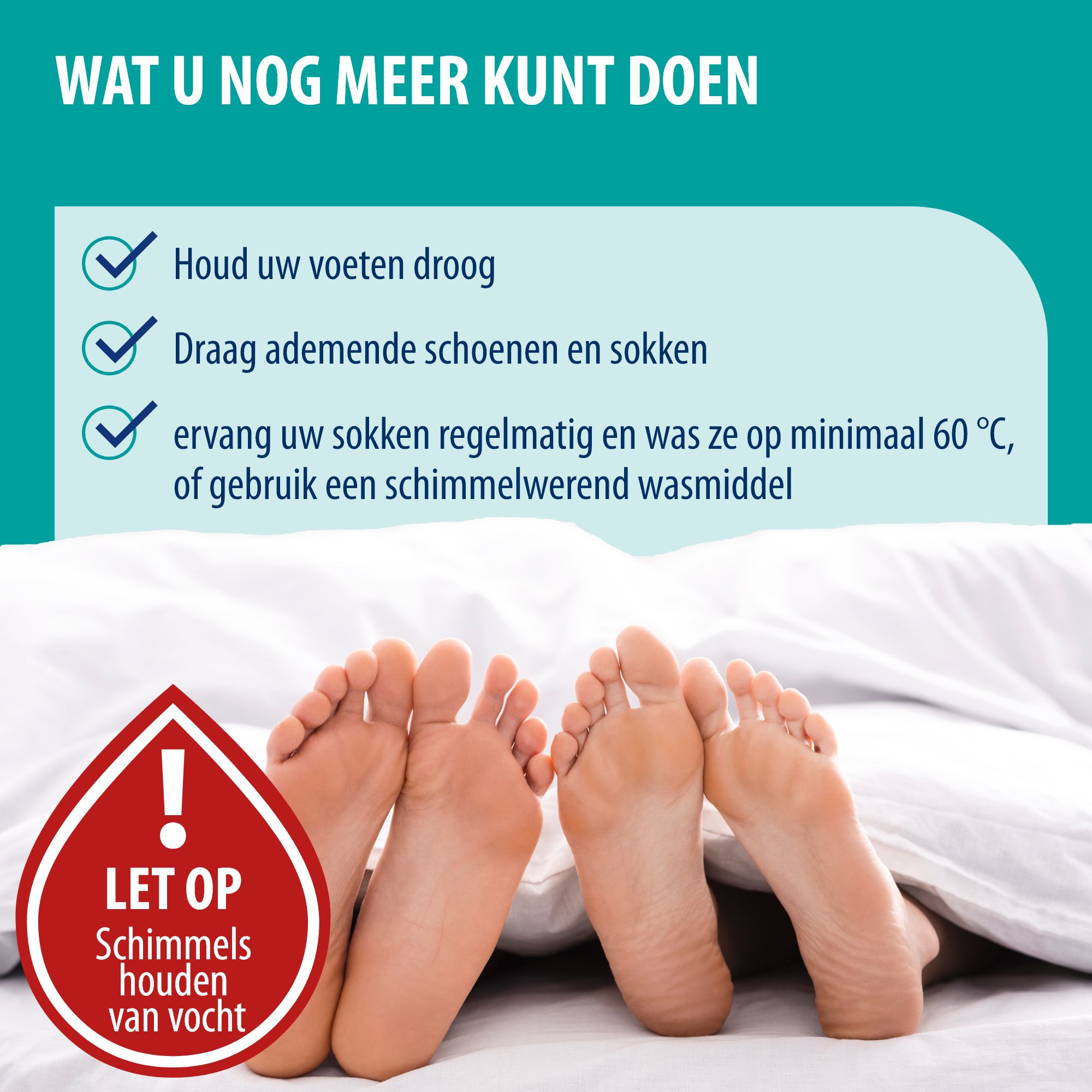 Infographic. Nagel schimmel behandeling vereist geduld. Gebruik tot gezonde nagel teruggroeit.
