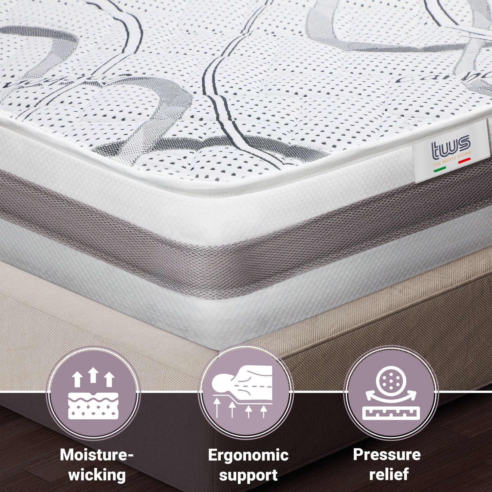 The White Stone Orthopedisch Matras 120x200 cm Medium Stevigheid | Hoogte 25 cm