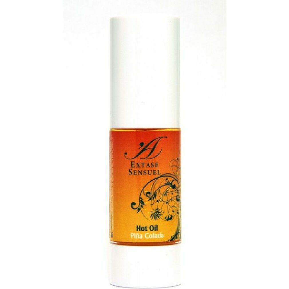 Fles met Hot Oil Pina Colada, merk Extase Sensuel.