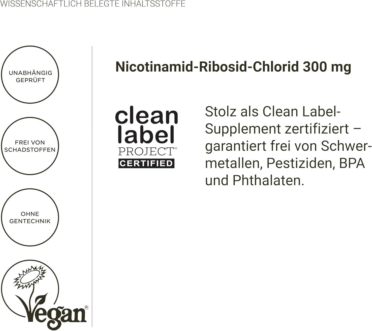 Certifications : Testé indépendamment, sans substances nocives, sans OGM, Vegan.