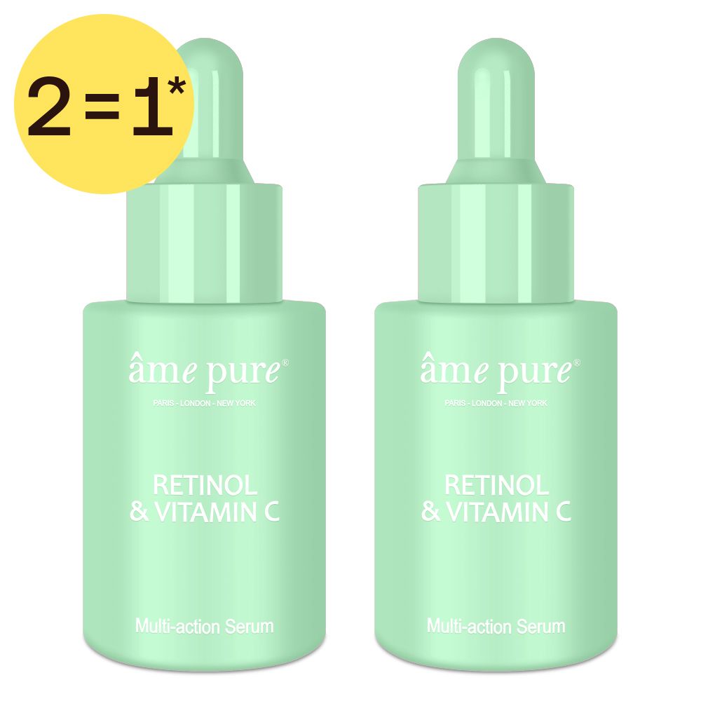 Deux flacons du sérum Retinol & Vitamine C âme pure.