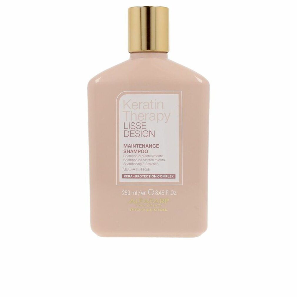 Lichtroze fles met gouden dop. Keratin Therapy Lisse Design Maintenance Shampoo, 250 ml.