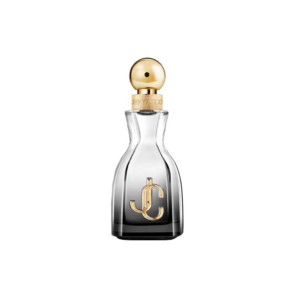Flacon de Jimmy Choo, I Want Choo Forever EdP. Bouchon doré, logo. Dégradé de clair à foncé.