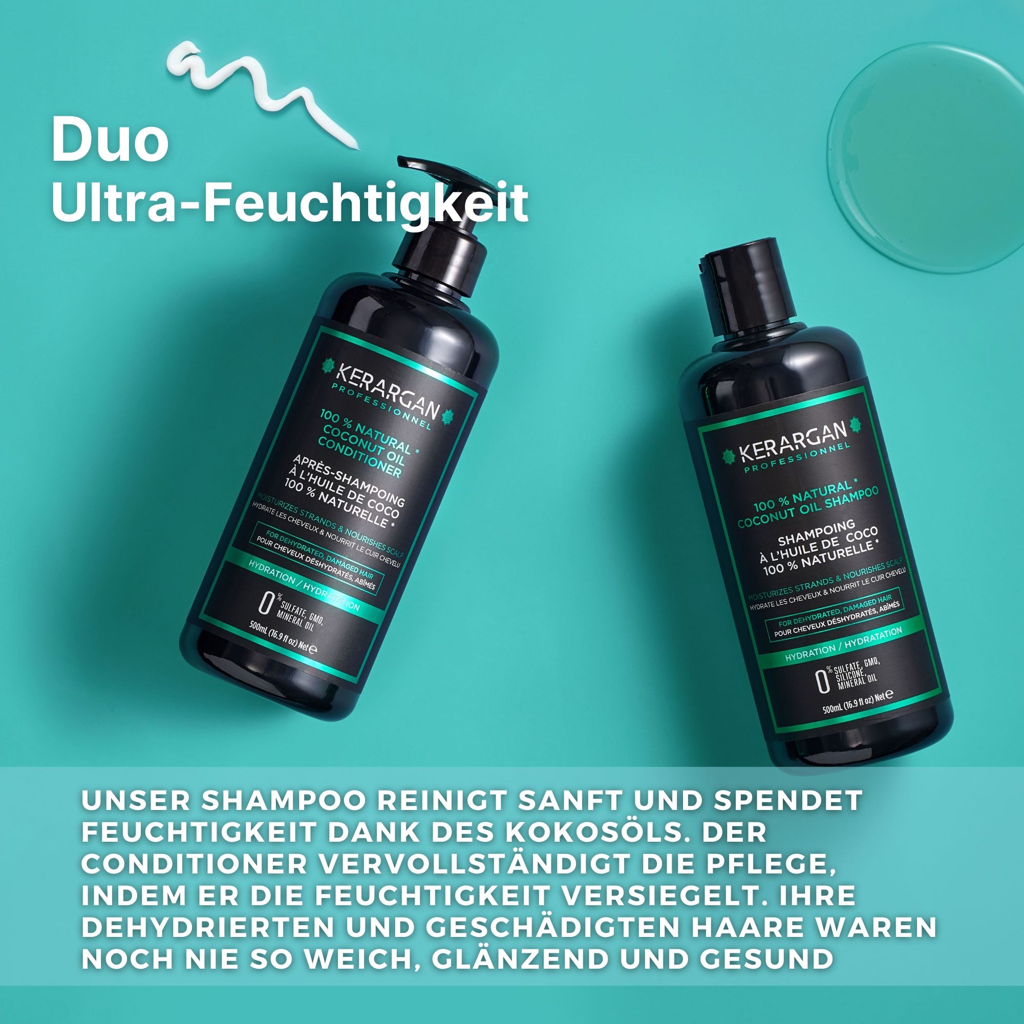 Kerargan - Duo Hydratant Shampoing & Après-Shampoing à l'Huile de Coco