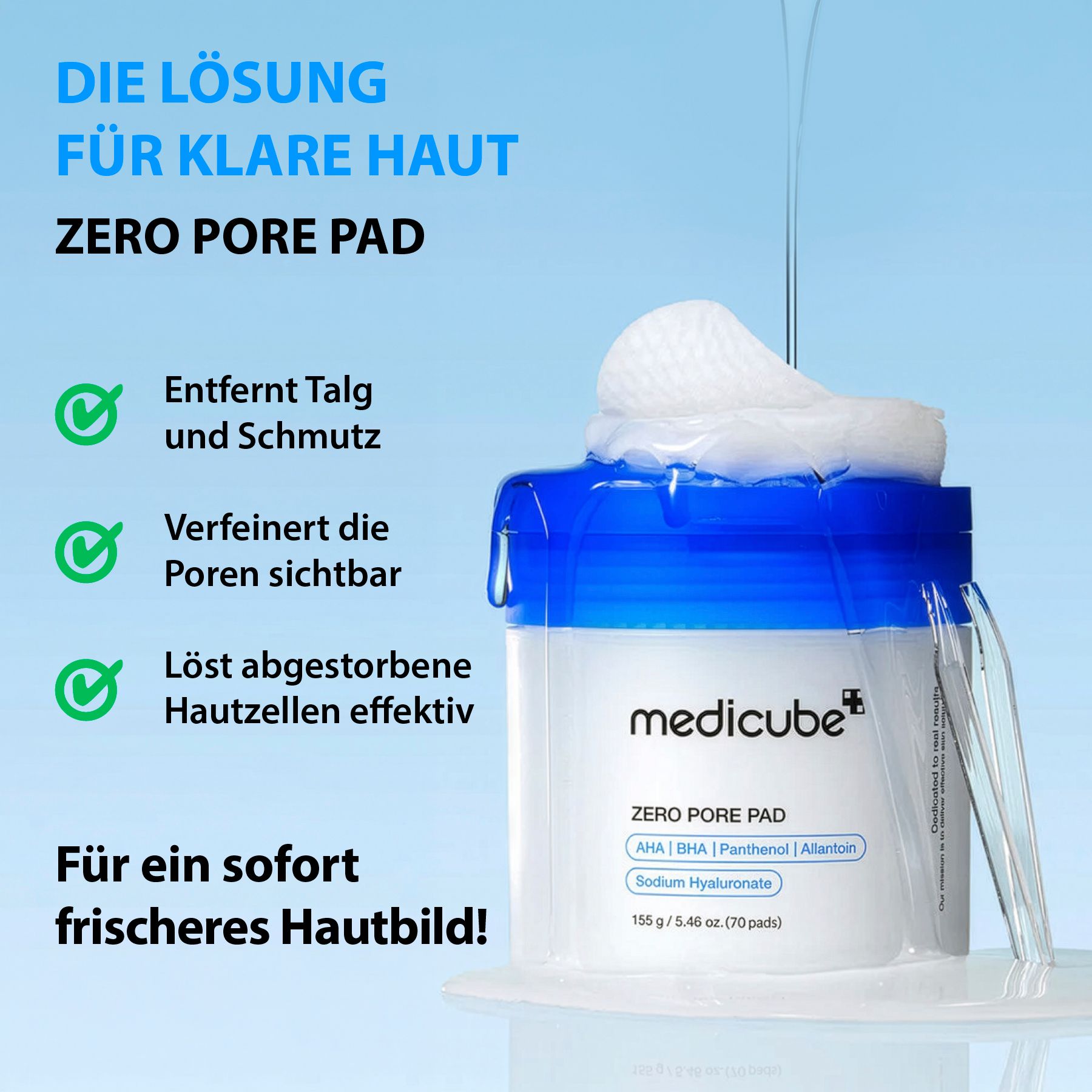 Medicube Zero Pore Pad Gezichtsreinigingstoner Dubbelzijdige reinigingspads AHA BHA