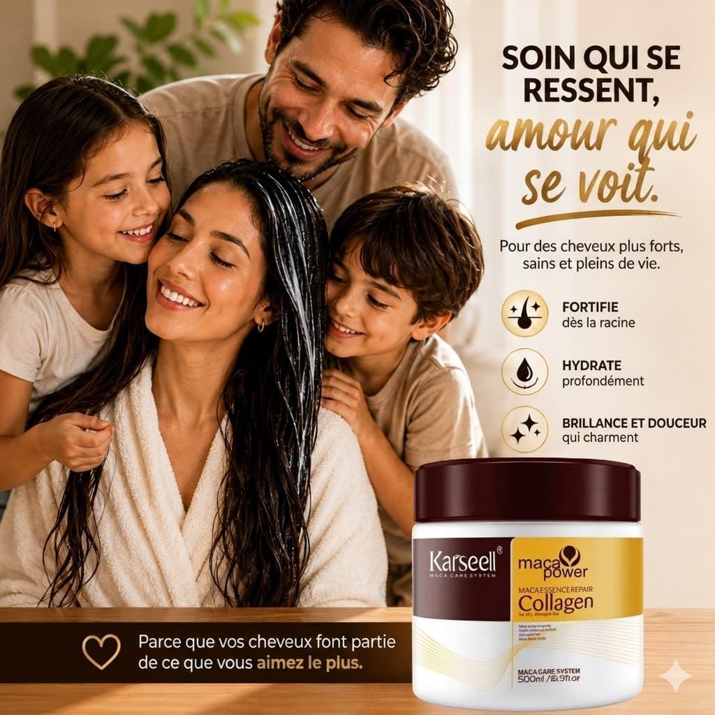 KARSEELL Masque Capillaire au Collagène – Réparation Nutrition et Hydratation