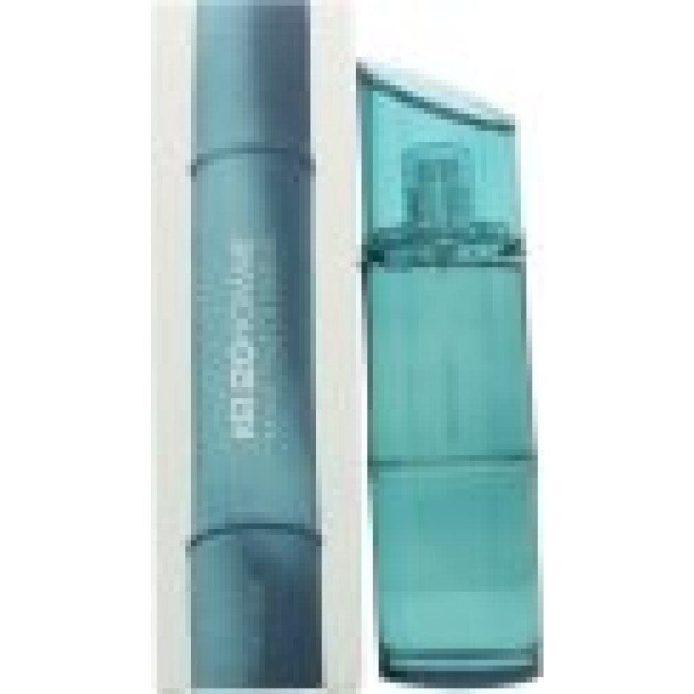 Flacon bleu Kenzo Homme Eau de Toilette Marine et emballage. Inscription : KENZO HOMME, Eau de Toilette Marine.