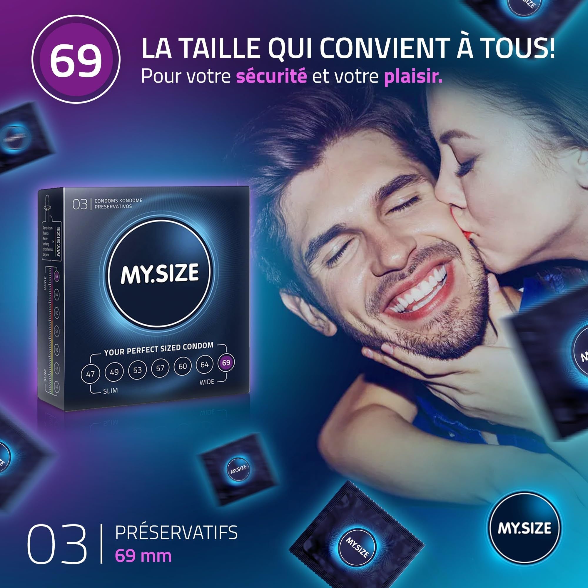 Emballage MY.SIZE préservatifs, taille 69 mm.