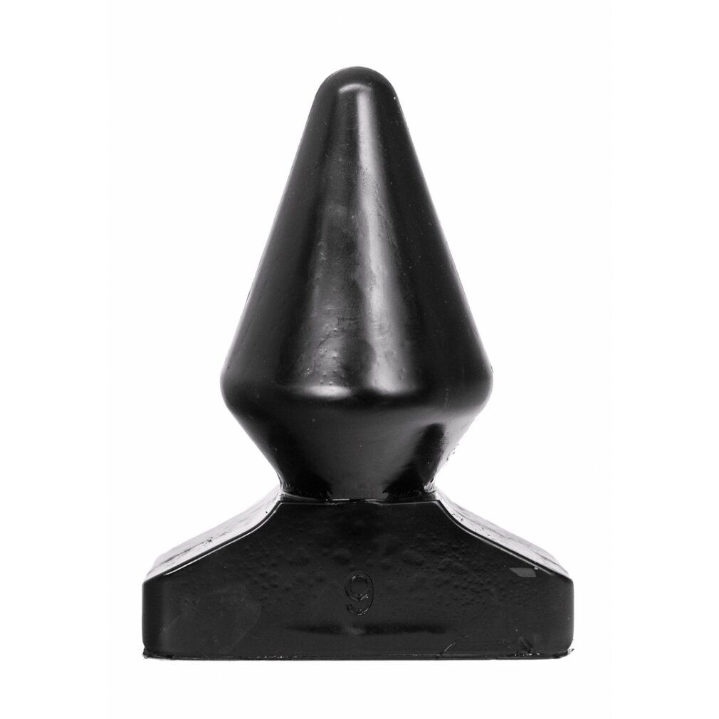 Butt plug noir conique avec une base large.