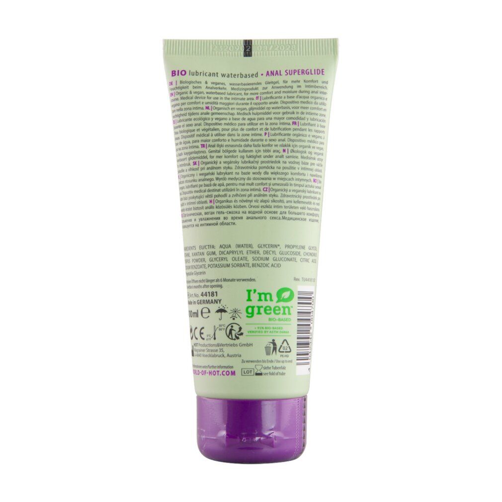 Flacon noir avec étiquette jaune, lubrifiant pjur BASIC Water, 100ml.