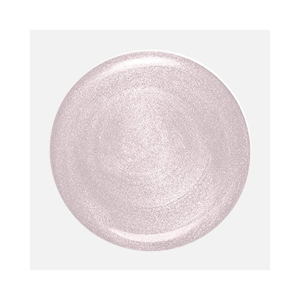 Tache ronde de vernis à ongles, brillante, claire. Aucune marque visible.