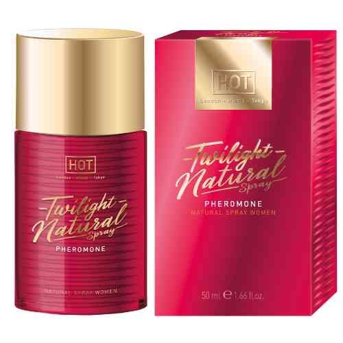 Twilight Natural Spray Pheromone voor dames, 50 ml flesje en verpakking.