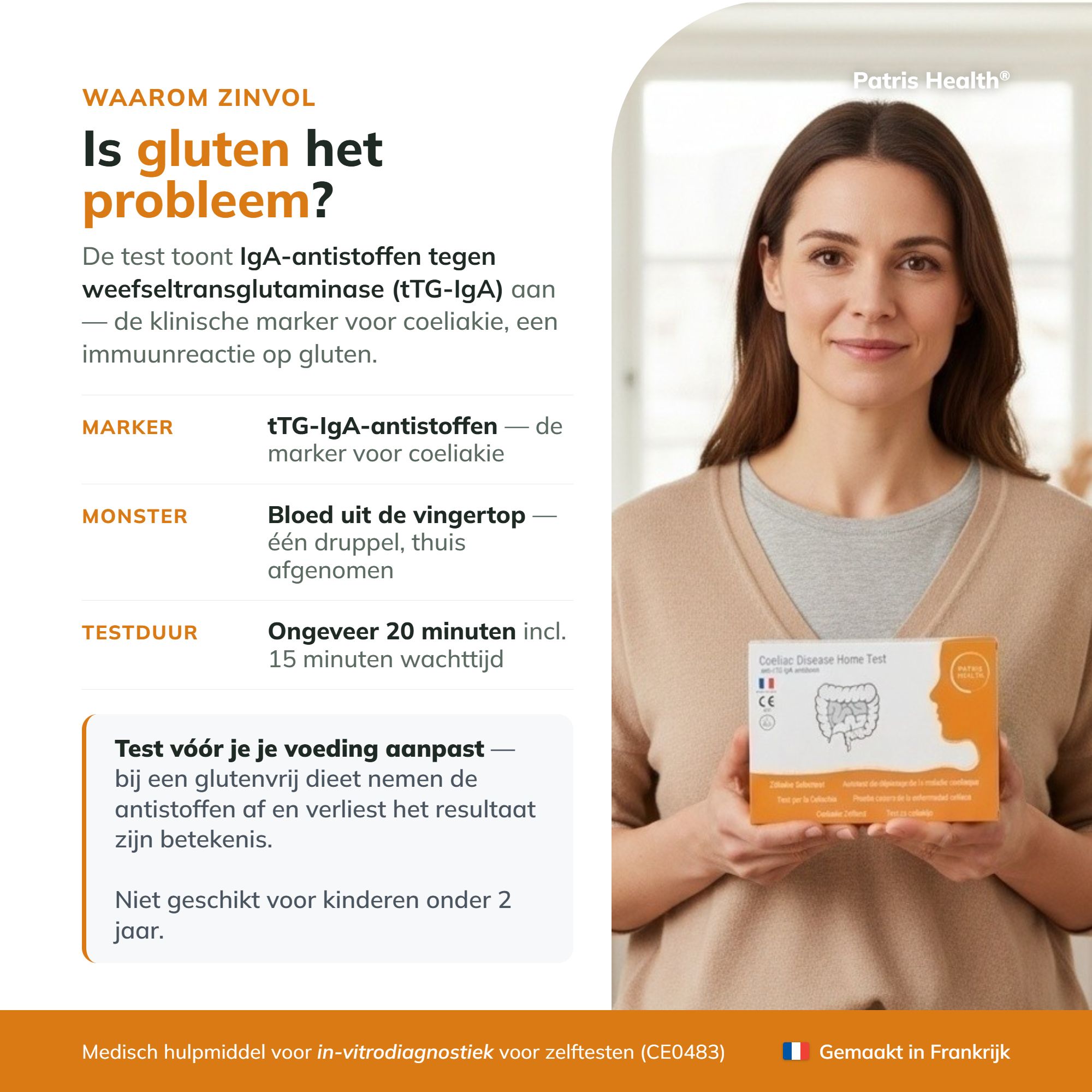 Franse pagina: Belangrijke tips voor de Zelf-test Coeliakie.