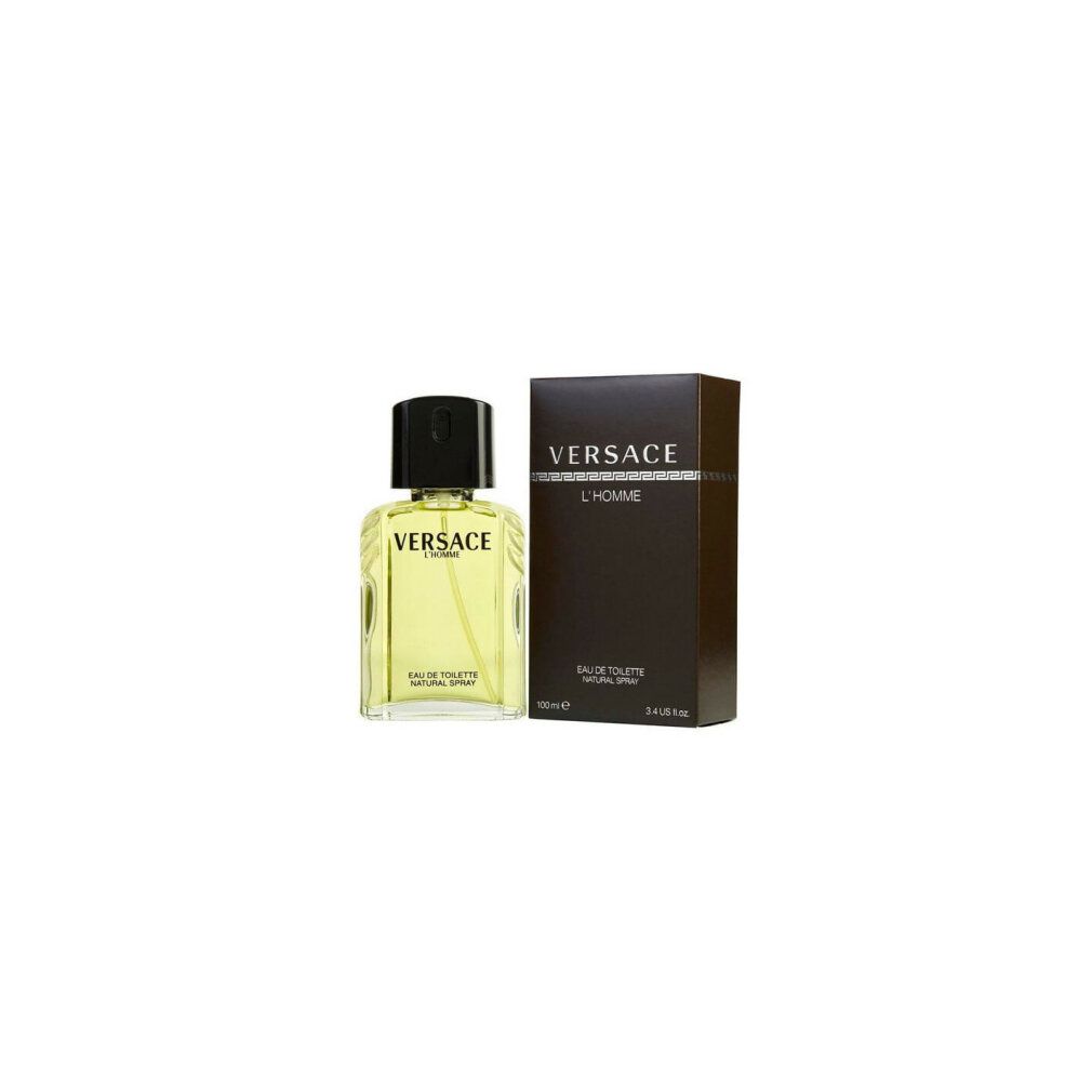 Flacon Versace L'Homme Eau de Toilette et boîte noire.