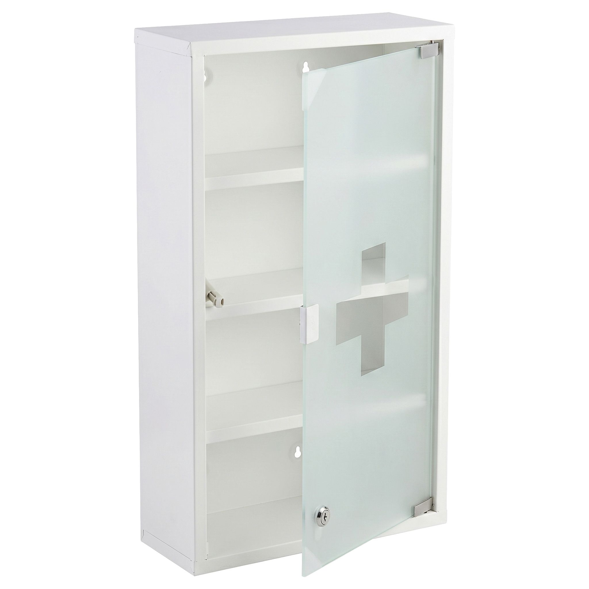 KARAT Medicijnkast Allen - Afsluitbare medicijnkast glazen deur wit 60 x 30 cm 4 vakken