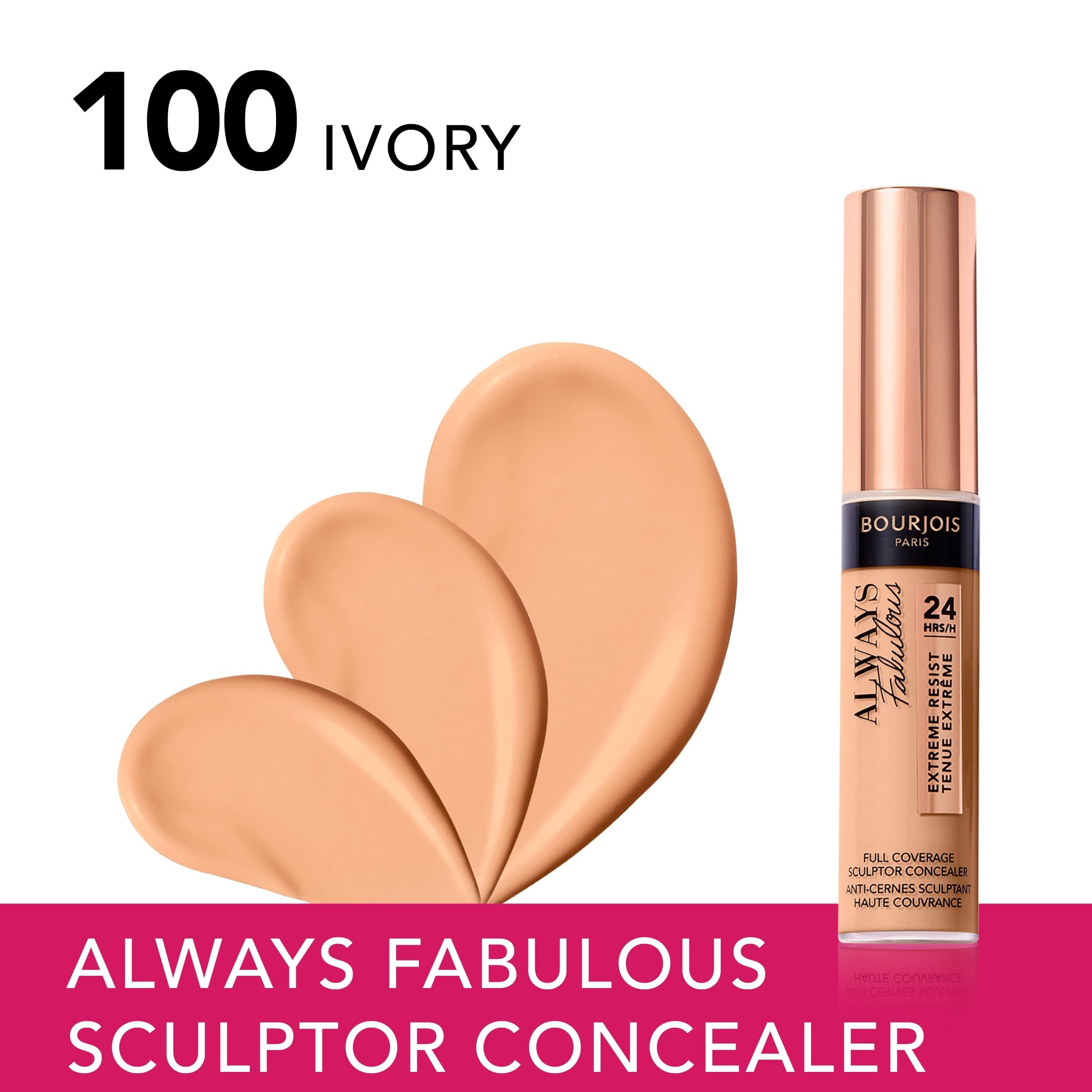 Bourjois Always Fabulous Sculptor Concealer, 200 Vanille, avec trois taches de teint.