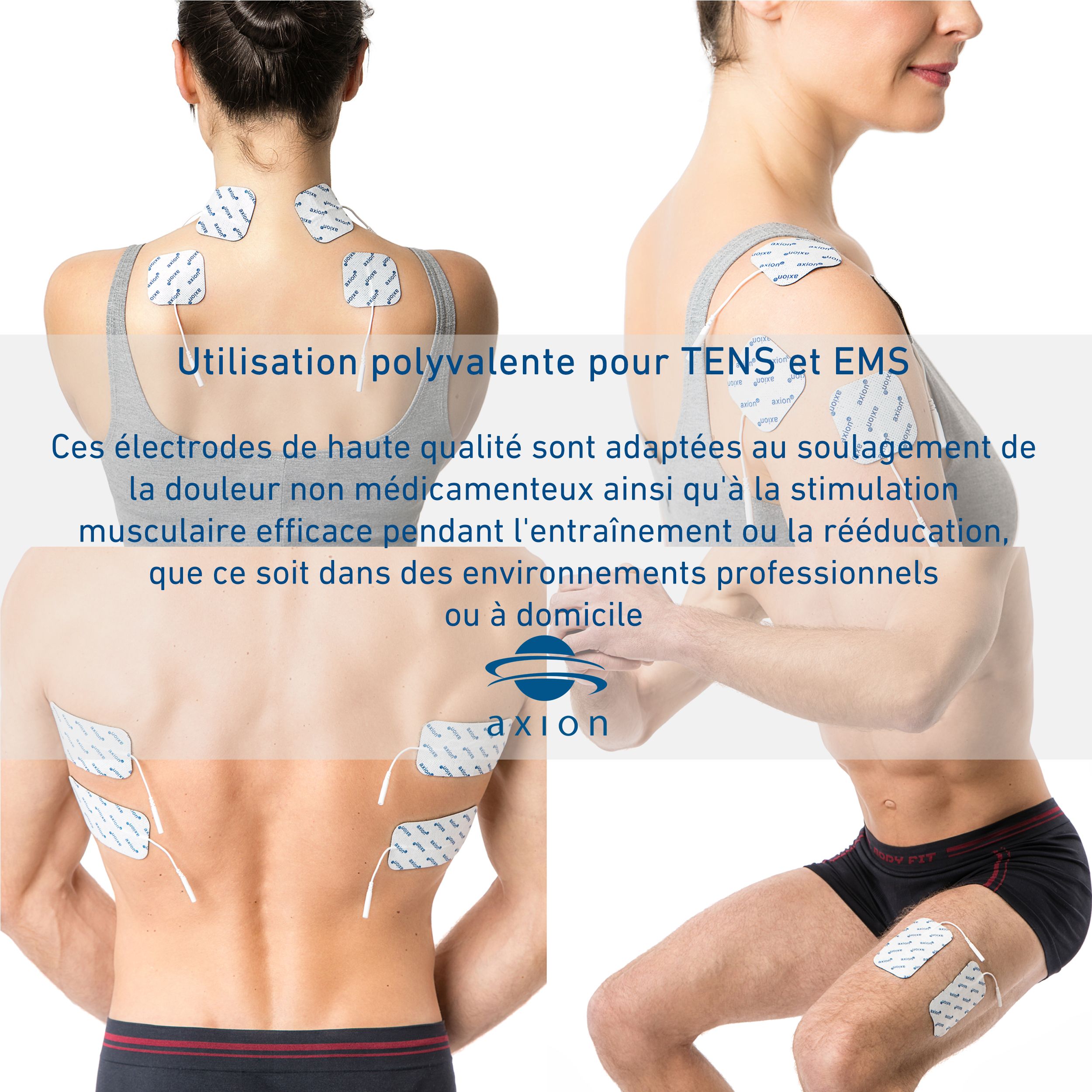 axion® électrodes autocollantes 5x5 et 10x5 cm