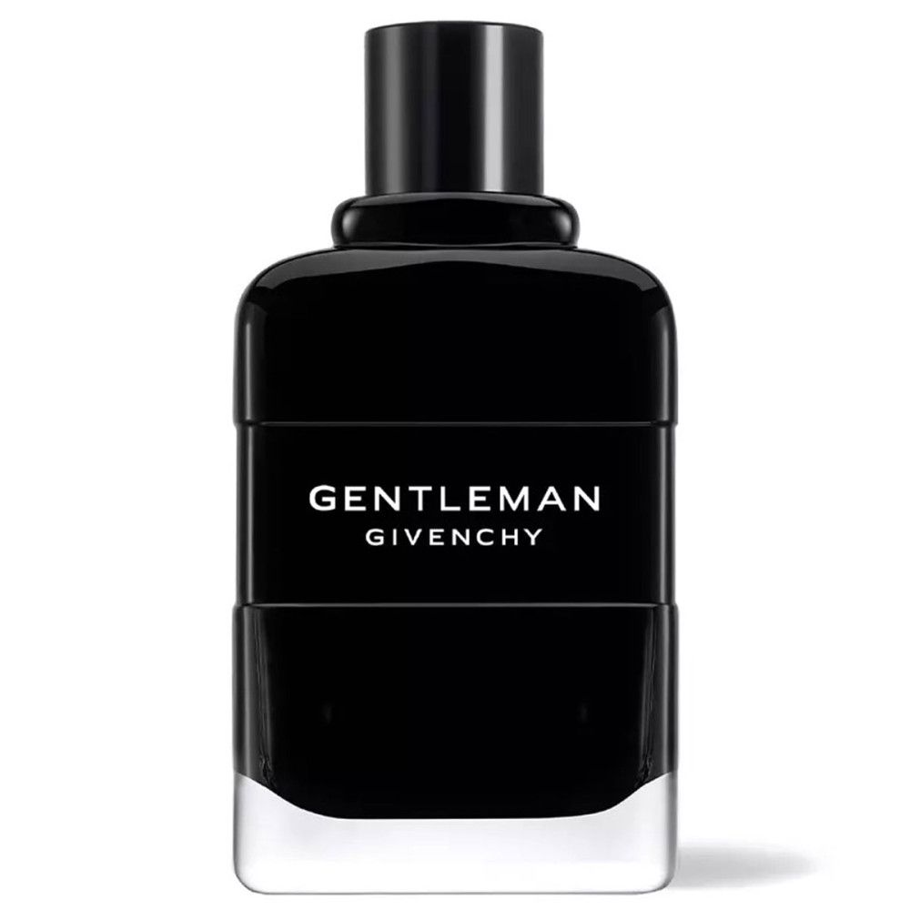 Flacon noir. Inscription: GENTLEMAN Givenchy. Bouchon noir.