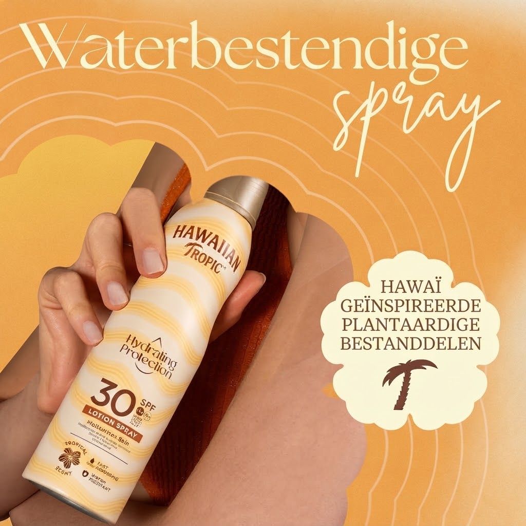 Hawaiian Tropic zonnebrandspray SPF 30, hydraterend, waterbestendig.