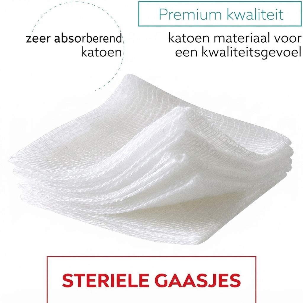 Steriele Medrull gaaskompressen, ideaal voor het reinigen en verzorgen van wonden.