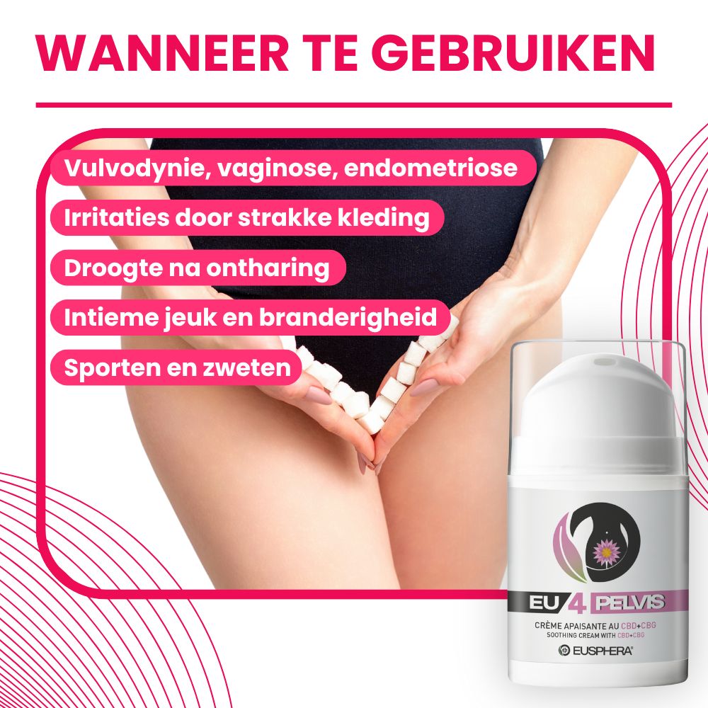 Intieme CBD crème - Vaginale crème tegen droogheid, vulvodynie en jeuk | EU4PELVIS - Eusphera