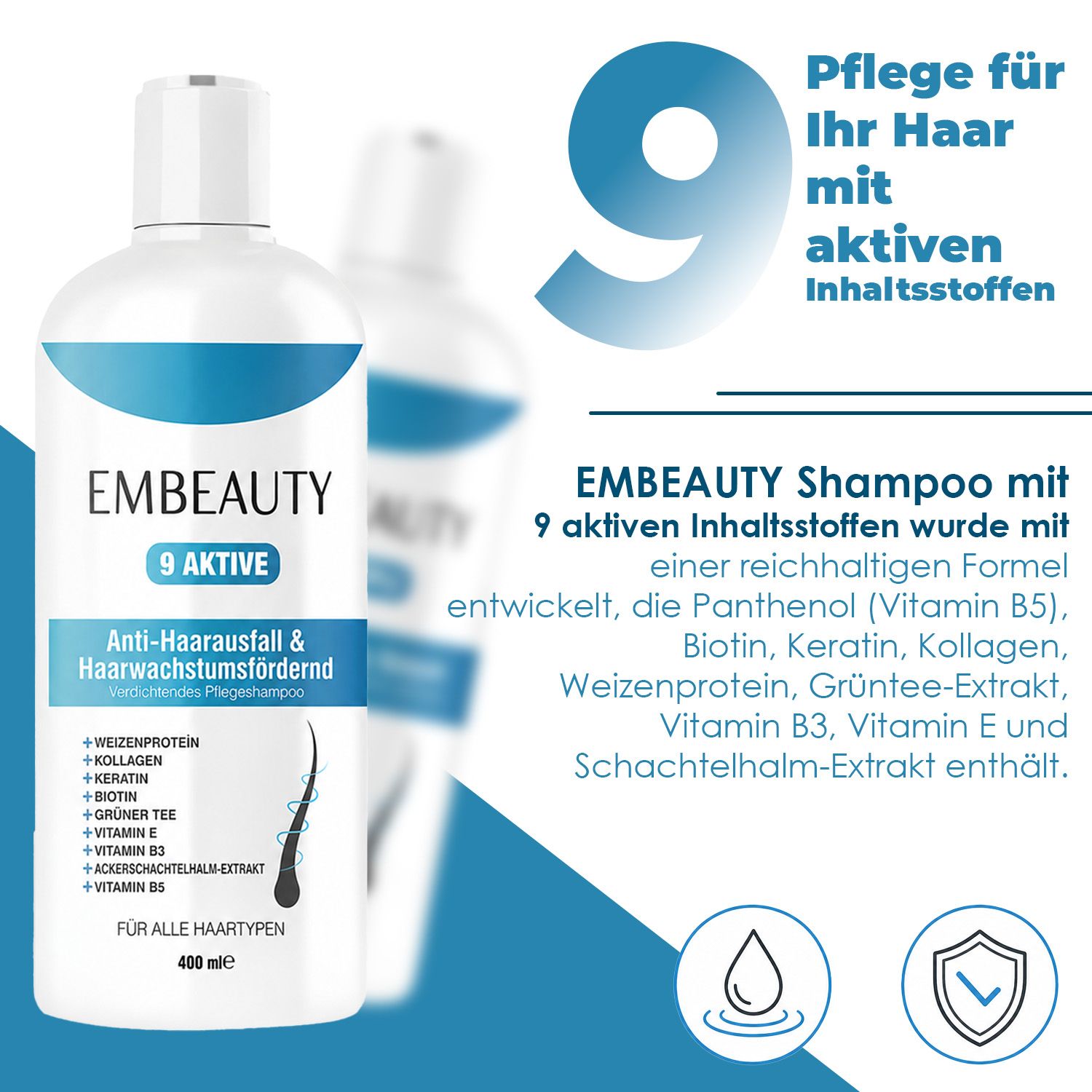 EMBEAUTY Shampooing capillaire au collagène et à la kératine