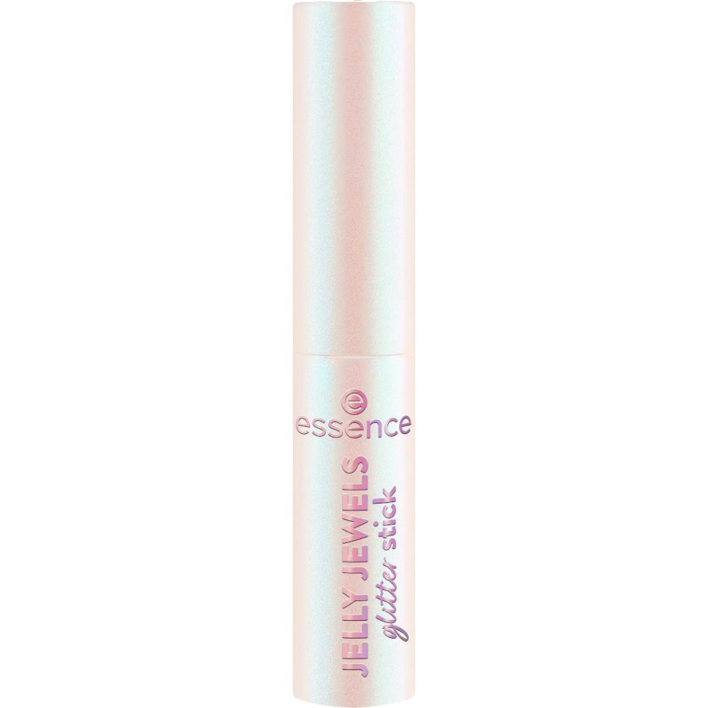 Stick de fard à paupières Essence Jelly Jewels Glitter blanc. Inscription : Jelly Jewels glitter stick. Marque : Essence.